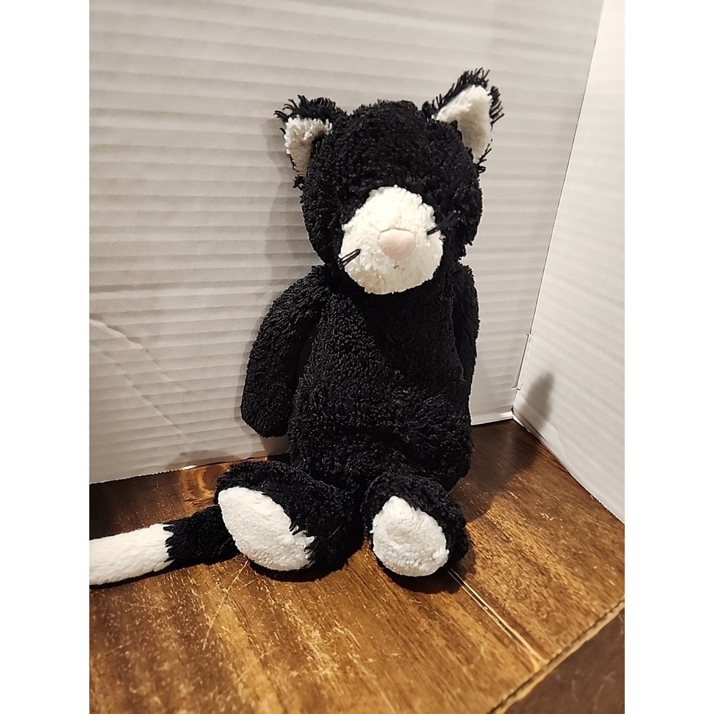 Jellycat London Bashful Kitty Black White Tuxedo Cat Kitten Plush 14" Retired